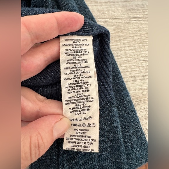 Free People Let It Shine Sweater Metallic Knit Cropped Balloon Sleeves Sz Small - Picture 9 of 11